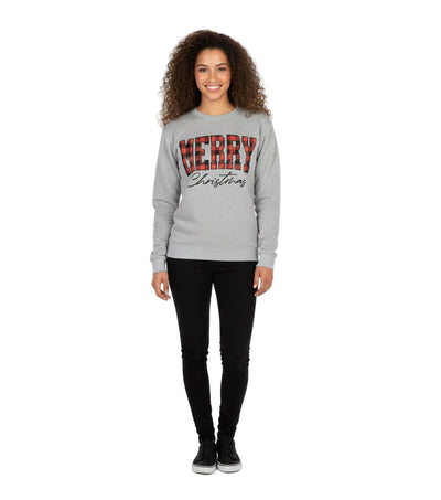 Merry Christmas Plaid Crewneck Sweatshirt